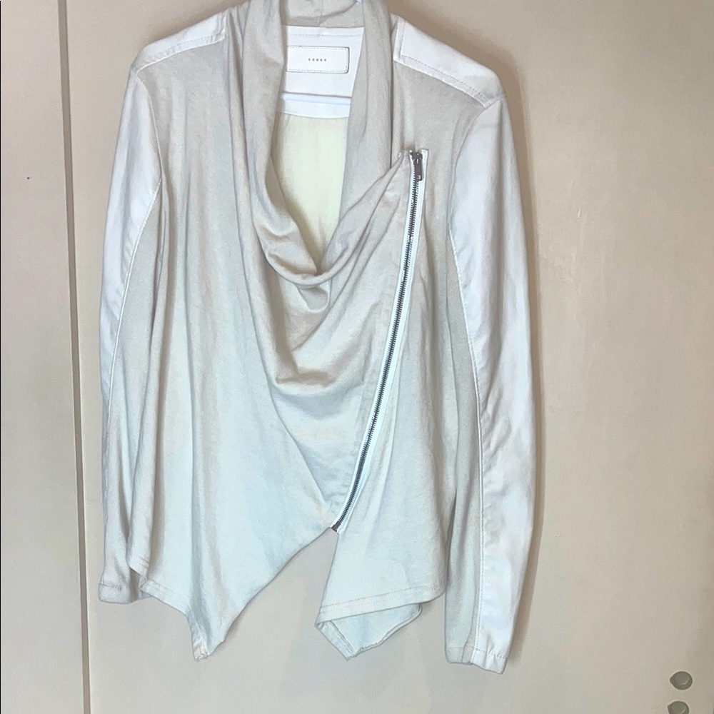 Blank NYC  Cream Drape Sweater / jacket cotton viscose mixed fabrics size large